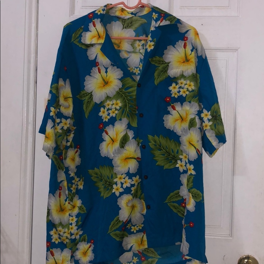 Blue Hawaiian/Tropical Button up